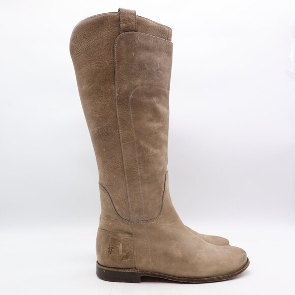 Frye Paige Tall Boots Women's Size 6.5 B Beige Pull On Heeled Riding Boot 77534 - Picture 1 of 10